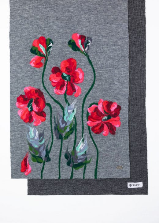 Wool Scarf with poppies