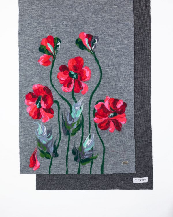 Wool Scarf with poppies
