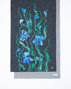 Photo Trioni Wool Scarf with blue irises II