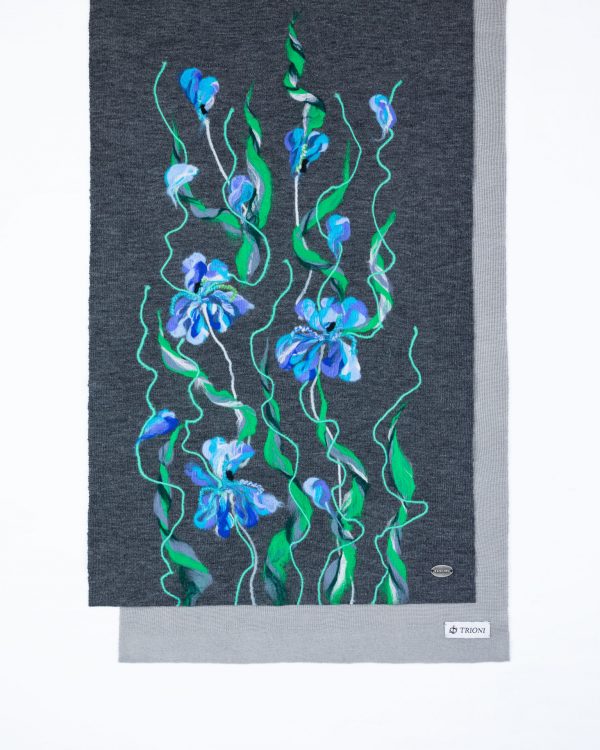 Wool Scarf with irises