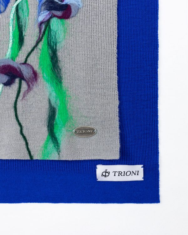 Wool Scarf with blue irises
