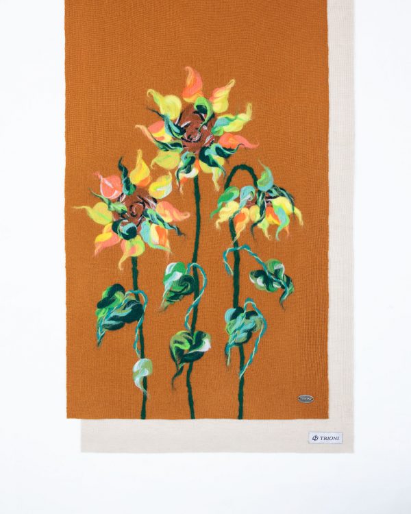 Wool Scarf with sunflowers