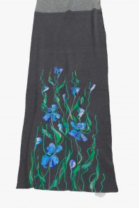 Photo Trioni Wool Scarf with blue irises II