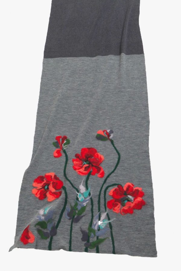Wool Scarf with poppies