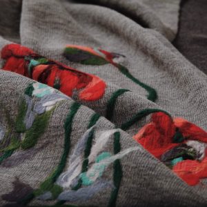Photo Trioni Wool Scarf with poppies
