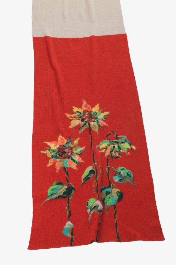 Wool Scarf with sunflowers