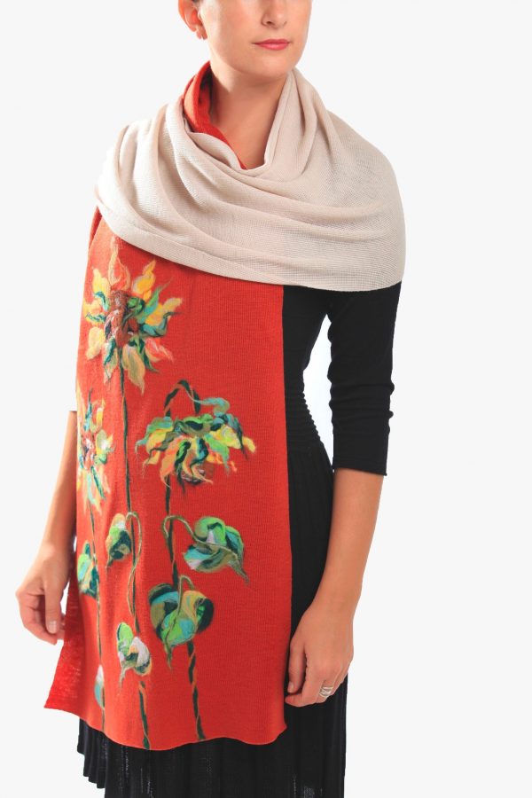 Wool Scarf with sunflowers