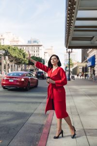 Photo trioni wool coat in red
