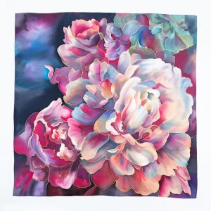Photo Trioni Silk scarf with red flowers