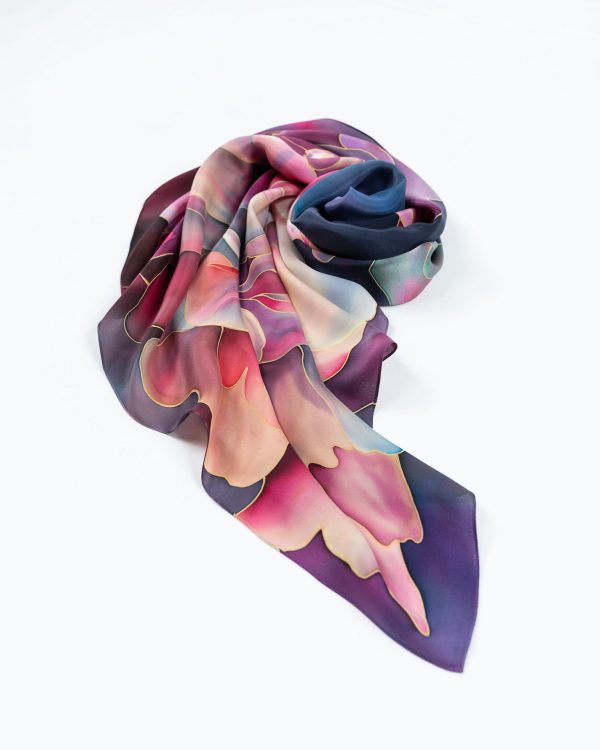 Silk Scarf with red-purple flower