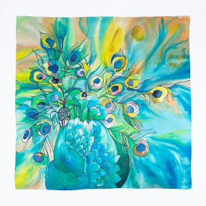 Photo Trioni Silk scarf with peacock