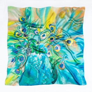 Photo Trioni Silk scarf with peacock