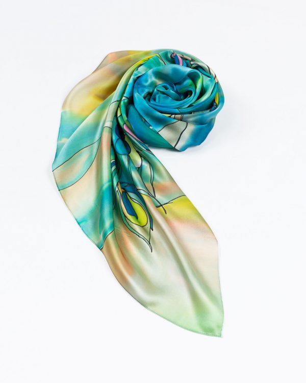 Silk Scarf with peacock tail