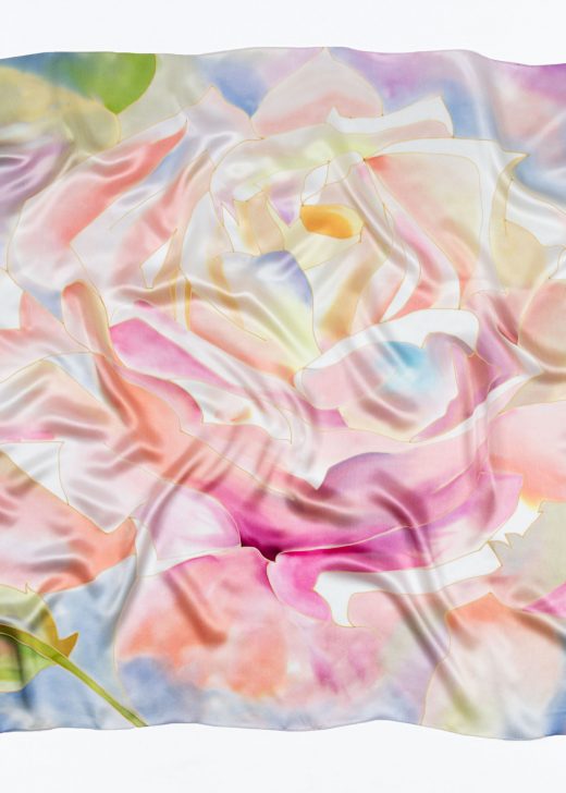 Silk Scarf with soft pink flower