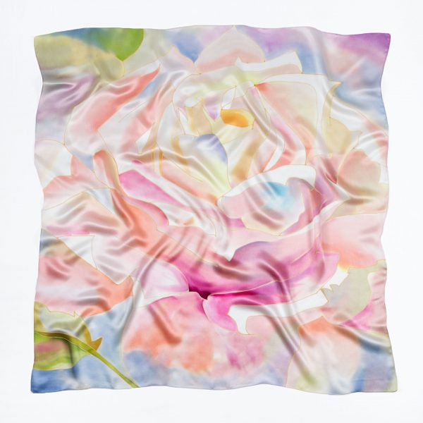 Silk Scarf with soft pink flower