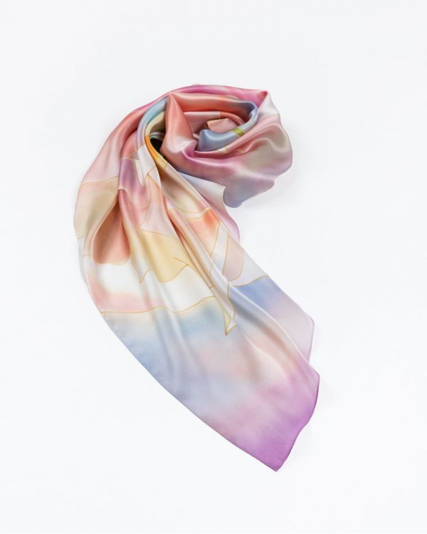 Silk Scarf with soft pink flower