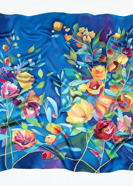 Silk Scarf with colorful flowers
