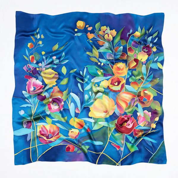 Silk Scarf with colorful flowers