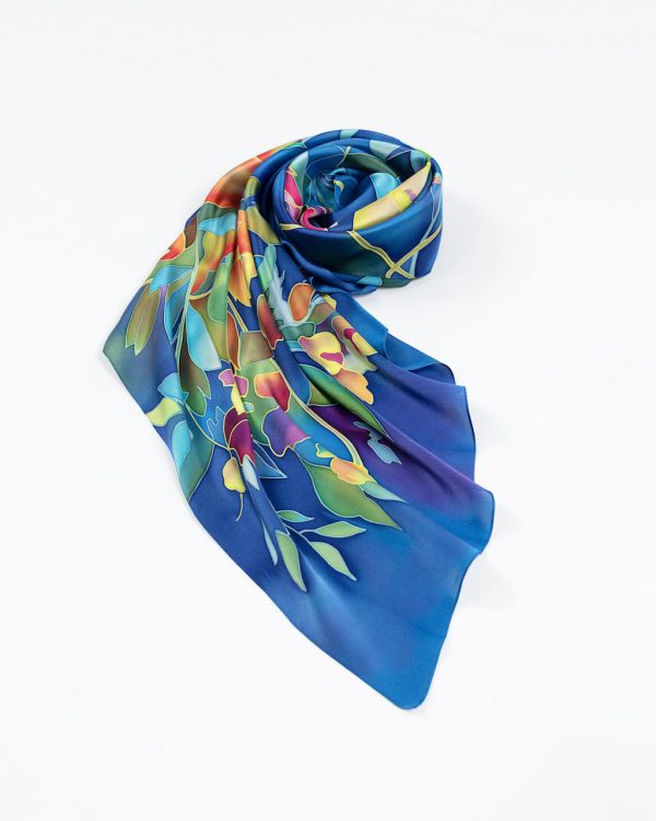 Silk Scarf with colorful flowers