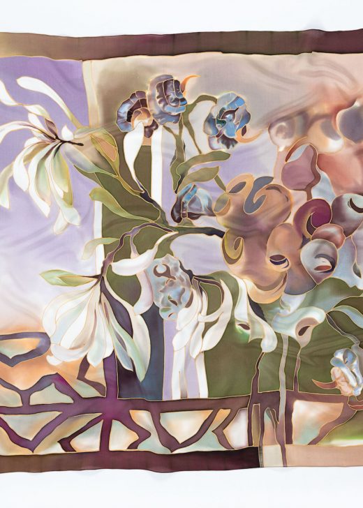 Silk Scarf with white flowers