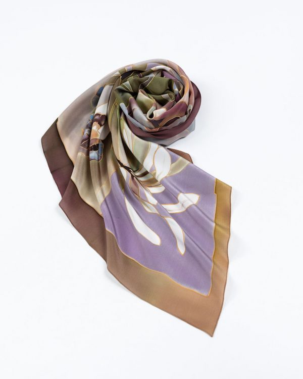 Silk Scarf with white flowers