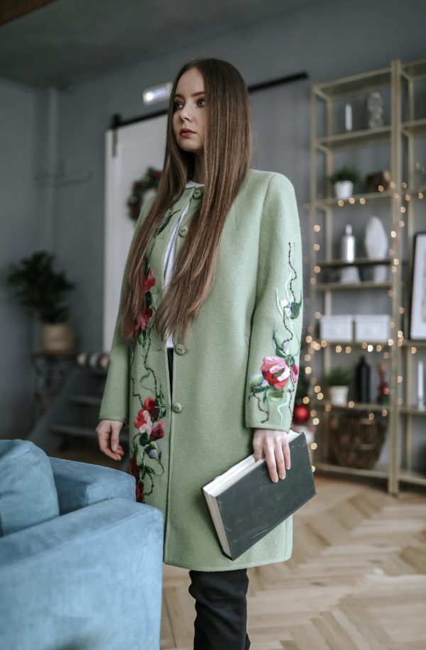 Wool coat in green