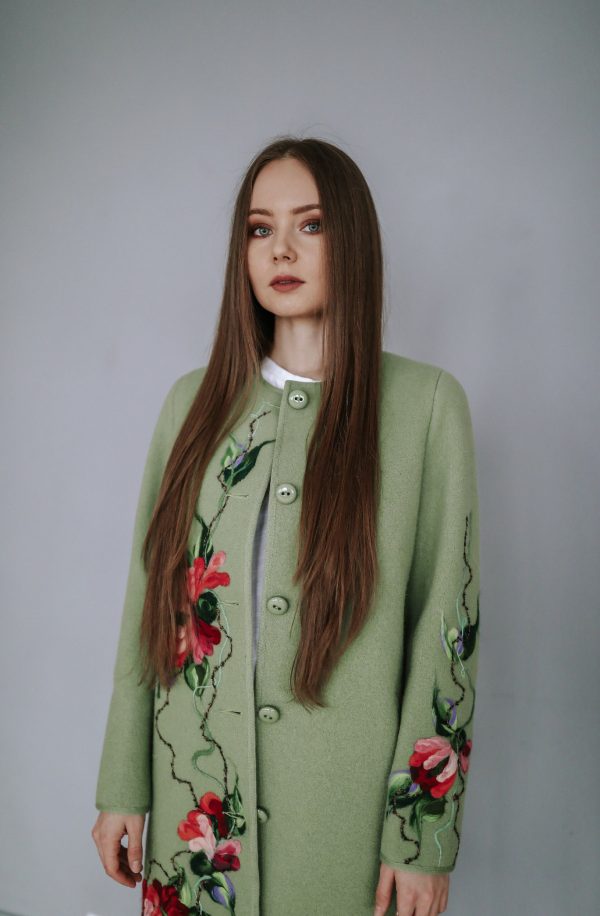 Wool coat in green