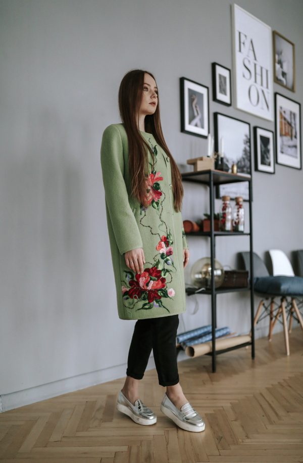 Wool coat in green