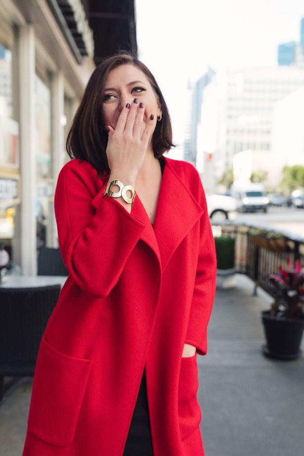 Wool coat in red