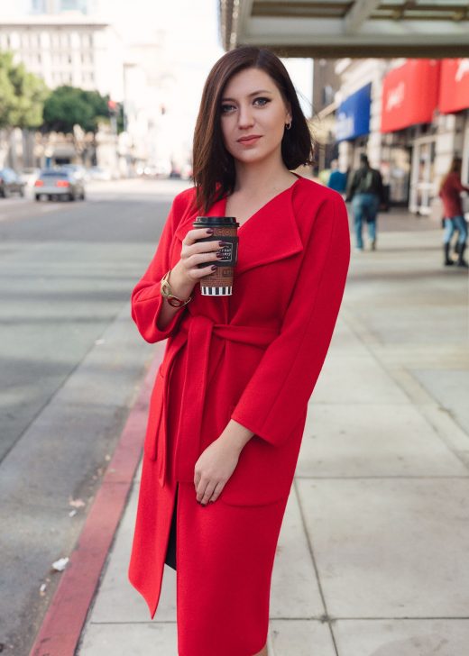 Wool coat in red