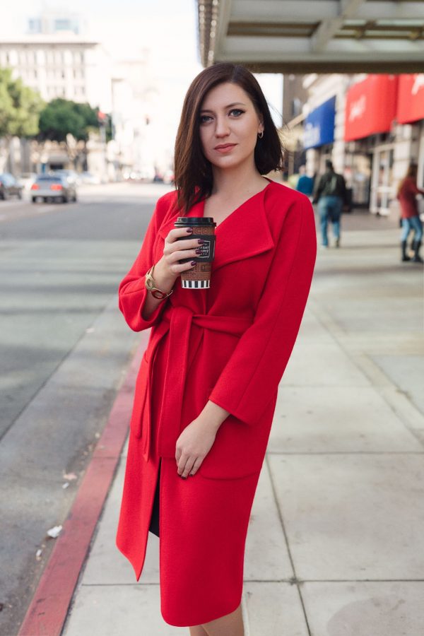 Wool coat in red