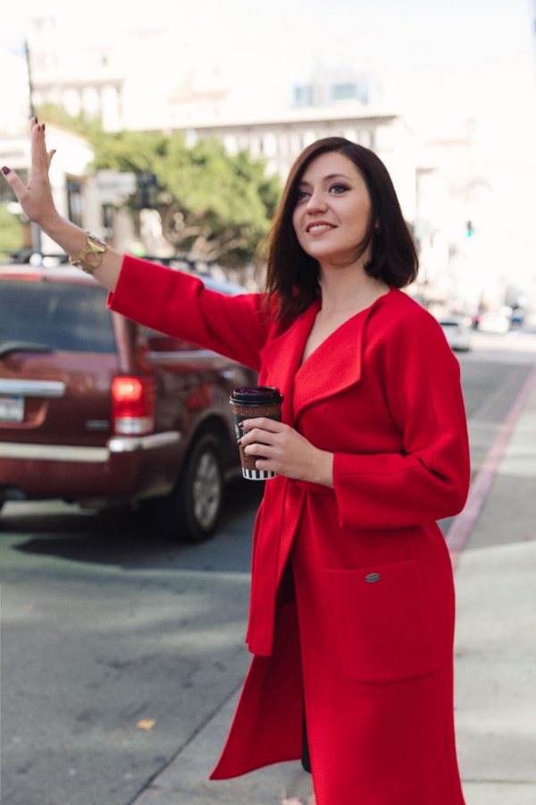 Wool coat in red