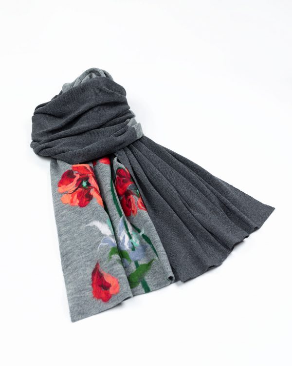 Wool Scarf with poppies