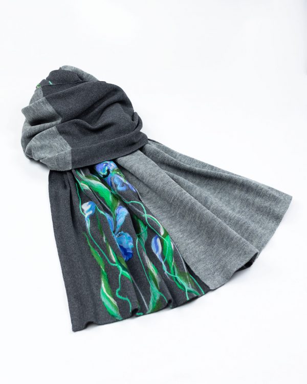 Wool Scarf with irises