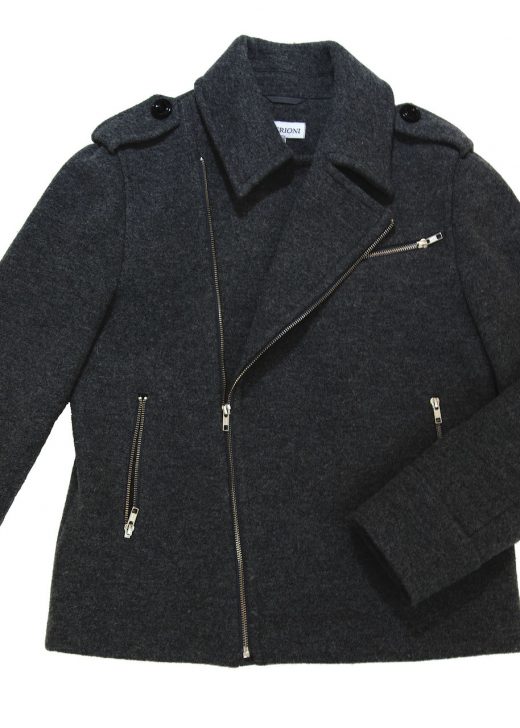 Men Biker Jacket in Dark Marengo